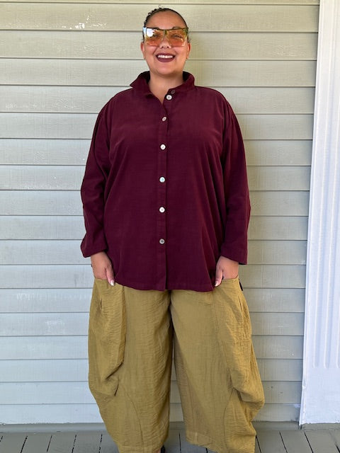 Gerties Eleven Stitch Criss Cross Yoke - Olive or Port Corduroy