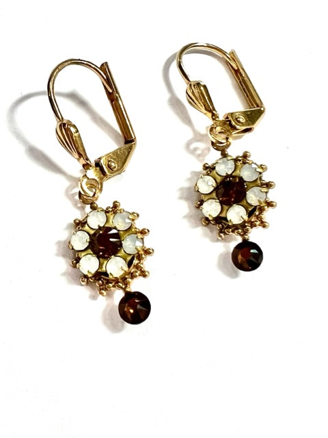 Swarovski Crystal Lever Back Mini Star Cluster (White/Pink)
