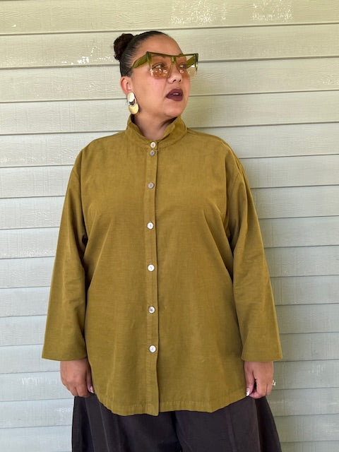 Gerties Eleven Stitch Criss Cross Yoke - Olive or Port Corduroy
