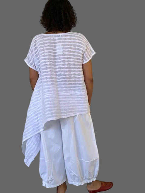DTH 100% LInen Sideways Top with Cap Sleeves