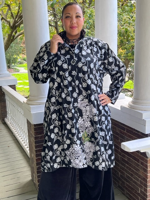 DTH 100% Raw Silk Embroidered Long Jacket