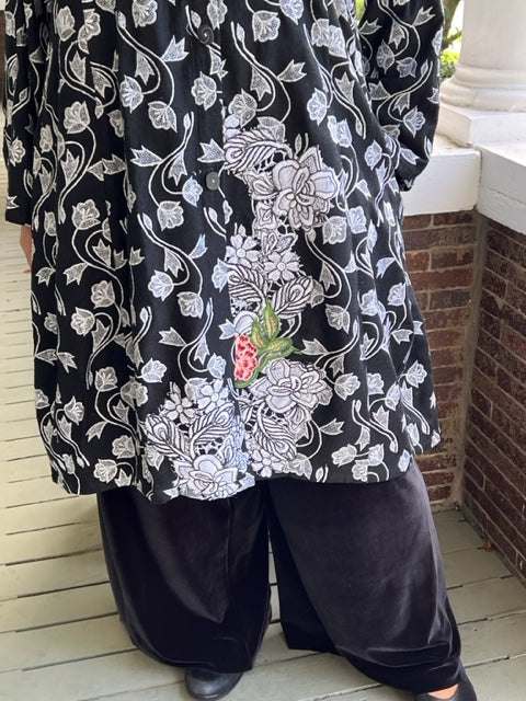 DTH 100% Raw Silk Embroidered Long Jacket