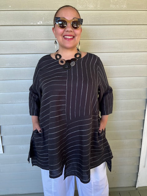 Cheyenne 100% Linen Striped Tunic