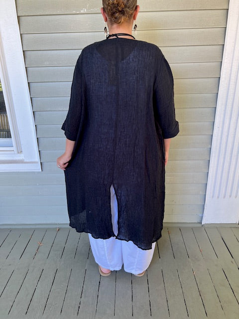 Cheyenne 100% Linen Long Black Duster