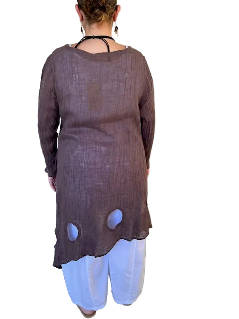 Cheyenne 100% Linen Gauze Porthole Top
