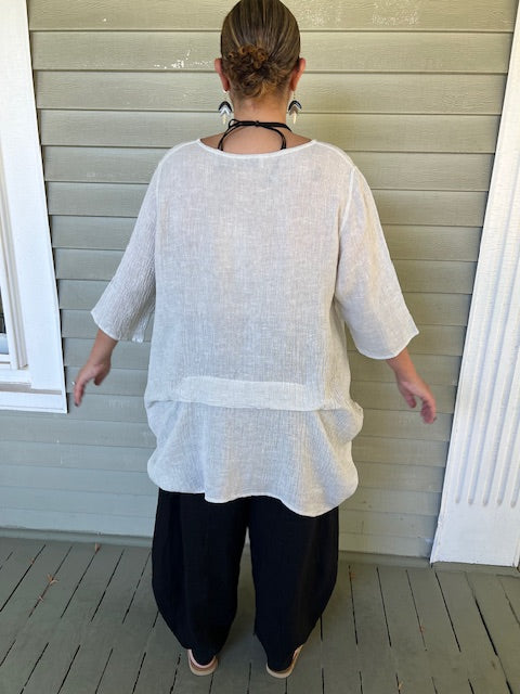 Cheyenne 100% Linen Pleated Crinkle Top