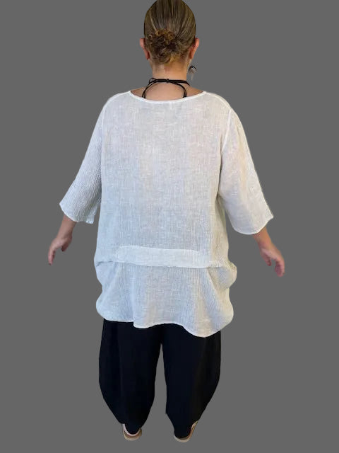Cheyenne 100% Linen Pleated Crinkle Top