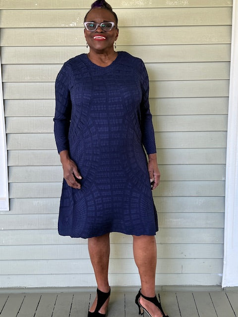 Vanite Couture Navy Textured Dress