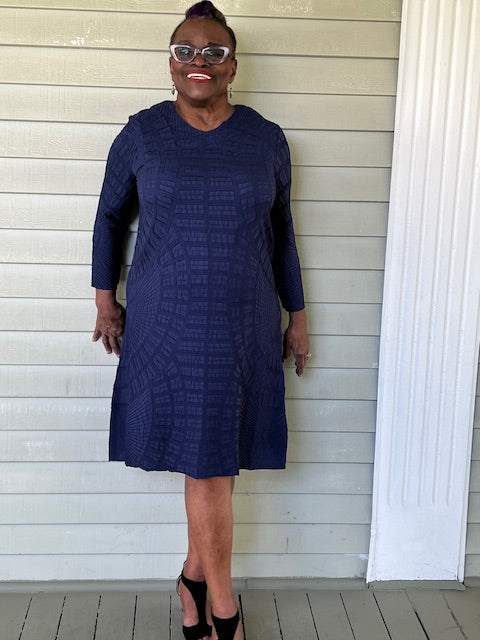 Vanite Couture Navy Textured Dress