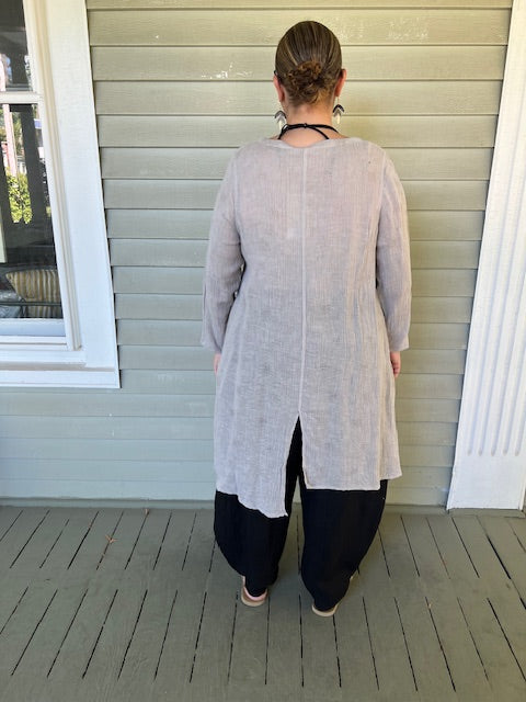 Cheyenne 100% Linen Uneven Hem Crinkle Top