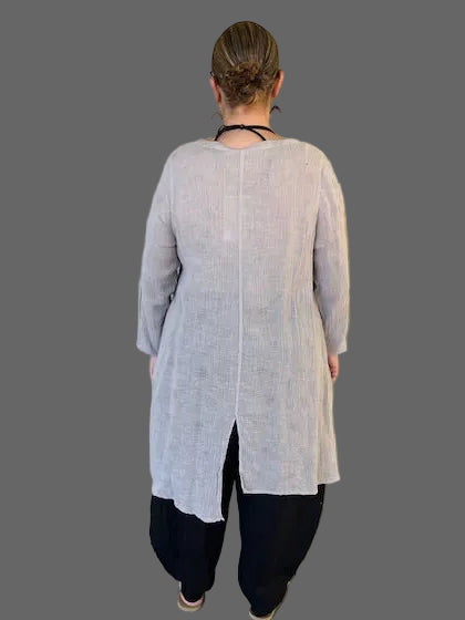 Cheyenne 100% Linen Uneven Hem Crinkle Gauze Top
