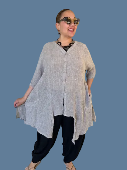 Cheyenne 100% Linen Gauze Button Up (Eggshell or Black)