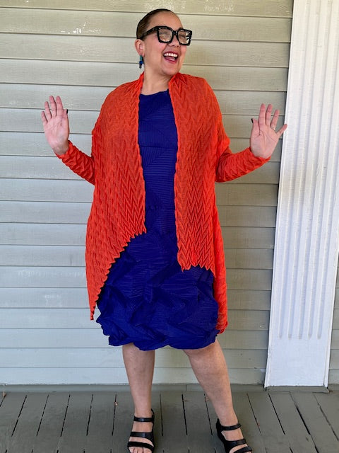 Vanite Couture Pleated Dress (Burnt Orange, Royal Blue, Mustard, Magenta, Pink, or Teal)