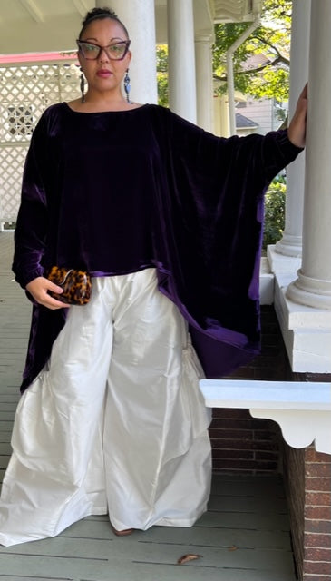Planet 100% Silk White Shantung Big Pocket Pants