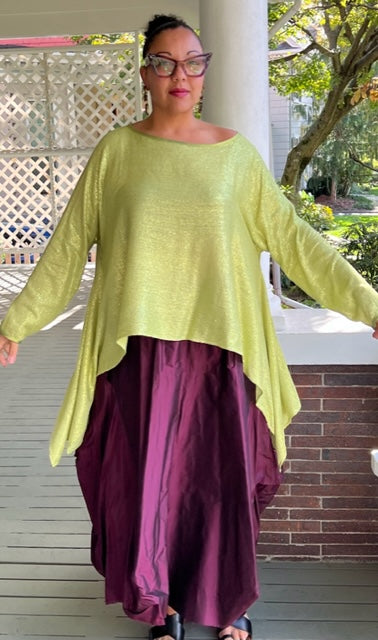 DTH 100% Silk Sequined Waterfall Top - Mint Green