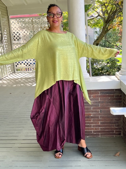 DTH 100% Silk Sequined Waterfall Top - Mint Green