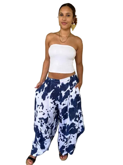 Transparente Side Panel Tie Dyed 100 % Linen Pants (Kiwi or White)