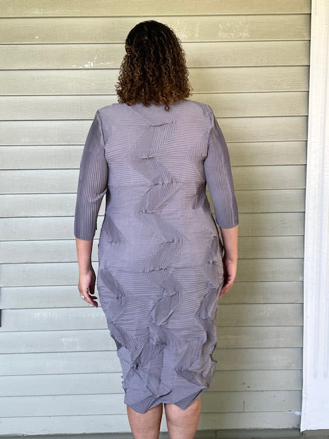 Vanite Couture Pleated Dress (Burnt Orange, Royal Blue, Mustard, Magenta, Pink, Red, Gray,or Teal)