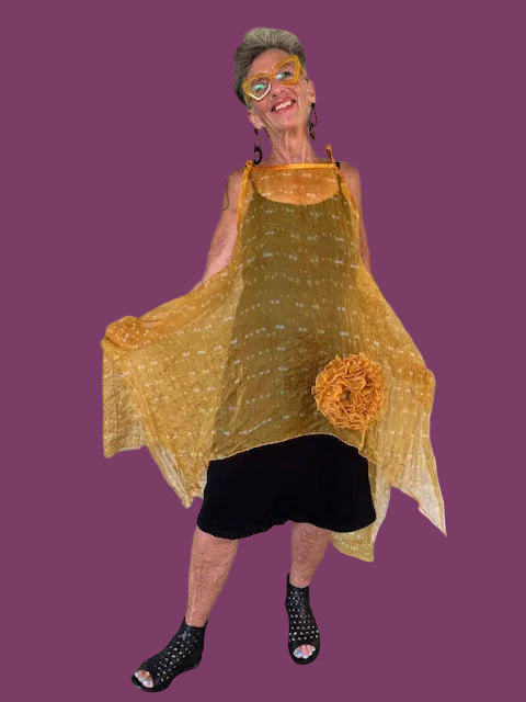 Dth 100% Hand Dyed Sunflower Silk Organza Overlay