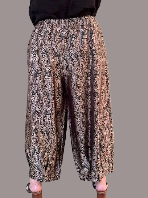 Dth 100% Silk Pleated Hem Pants