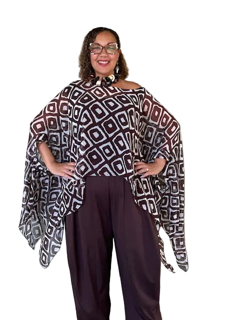 Dth 100% Silk Chiffon Poncho