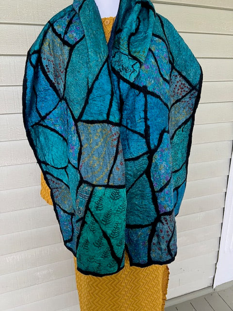 Stained Glass Sari Patchwork (Gold, Blue, Pink, or Purple)