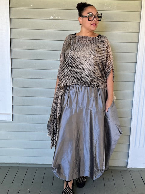 DTH Architect Skirt in 100% SilkTaffeta (Chartreuse, Irridescent, Burgundy, Dark Gray, Gold, Silver Gray, Black, Turmeric, Olive Gold, Navy