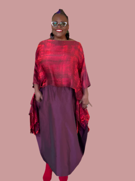 DTH 100% Hand Dyed Silk Ruby Red Top