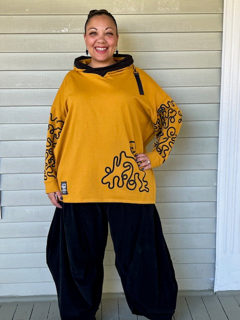 100% Cotton "Keith Haring-Style” Print Sweatshirt (Mustard, Red, or Black)