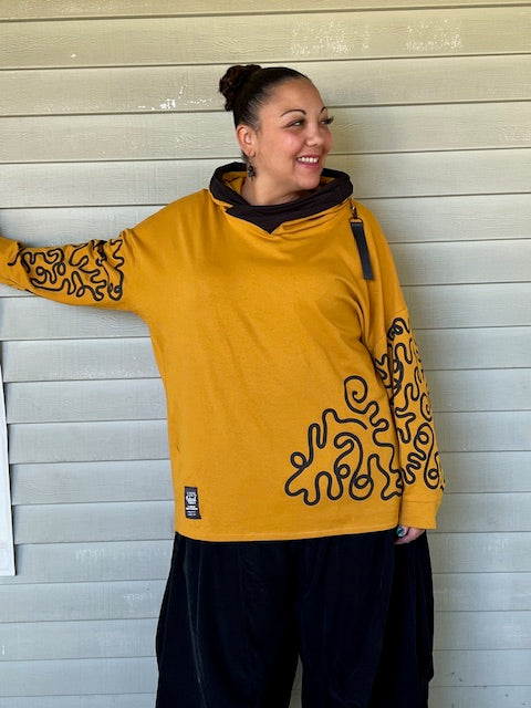 100% Cotton "Keith Haring-Style” Print Sweatshirt (Mustard, Red, or Black)