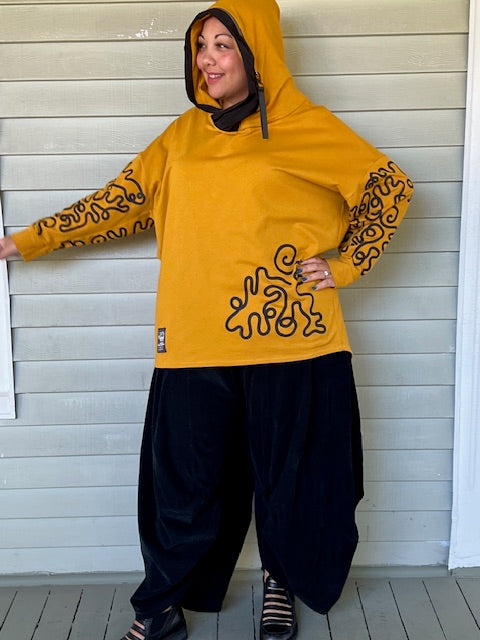 100% Cotton "Keith Haring-Style” Print Sweatshirt (Mustard, Red, or Black)