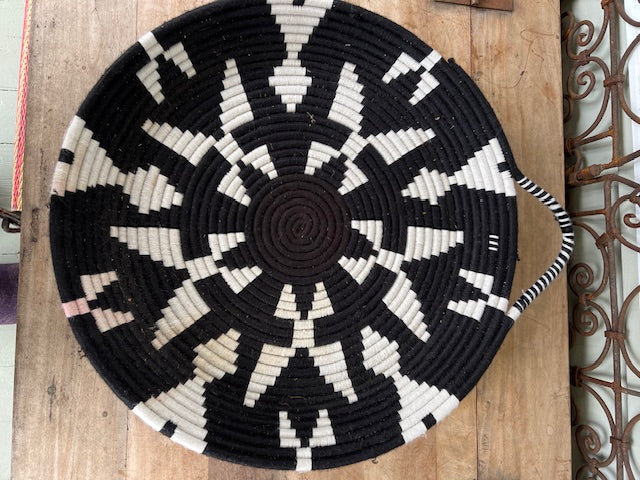 Black and White Moroccan Tray Basket (Triangles)