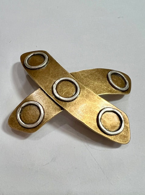 Brass and Silver X and O Pin