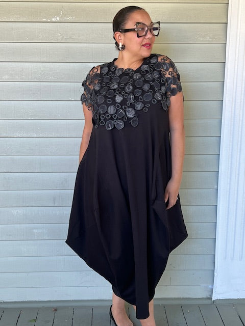 Upcycled Rubber and Antique Kimono Silk Shrug - Black