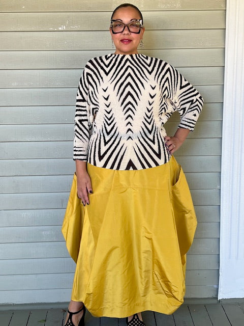 DTH Architect Skirt in 100% SilkTaffeta (Chartreuse, Irridescent, Burgundy, Dark Gray, Gold, Silver Gray, Black, Turmeric, Olive Gold, Navy