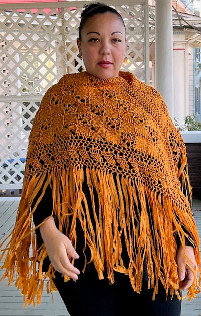 Freida Hand Macrame Shawl (Burnt Orange or Ecru)