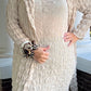 Eggshell Pleated Dress with Matching Coat (Sold Separately)
