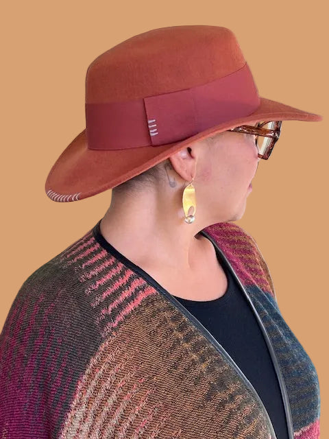 Felted Wool Fedora Hat (Burnt Sienna)