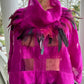 DTH Magenta 100% Silk Boxy Top with Feathers