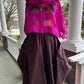 DTH Magenta 100% Silk Boxy Top with Feathers