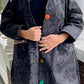 DTH Black Canvas Coat Trimmed in Kantha