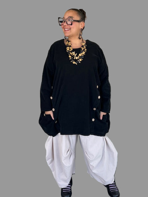 Transparente Black Corduroy Side Button Top (Black, Red, or Green)