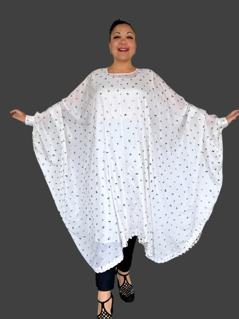 100% Hand Beaded Silk Dramatic Dress