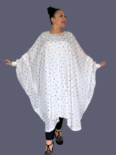 100% Hand Beaded Silk Dramatic Dress