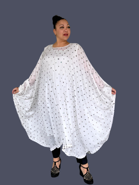 100% Hand Beaded Silk Dramatic Dress