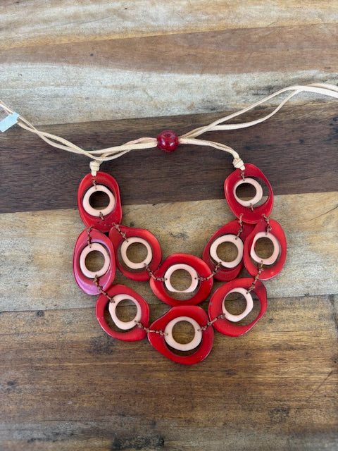 Tagua Layered Necklace (Blue or Red)