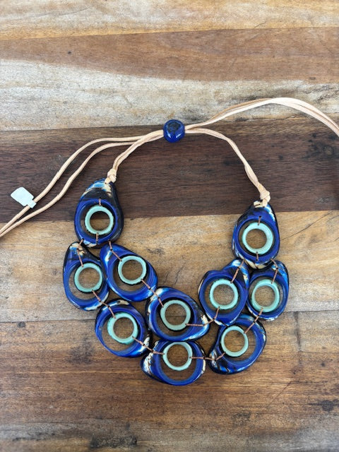 Tagua Layered Necklace (Blue or Red)