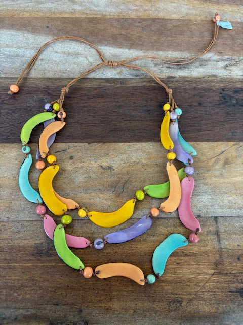 Tagua Slices Necklace (Pink/Orange or Multicolored)
