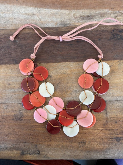Tagua Button Necklace (Earth Tones, Blues, Purples, or Multicolored)