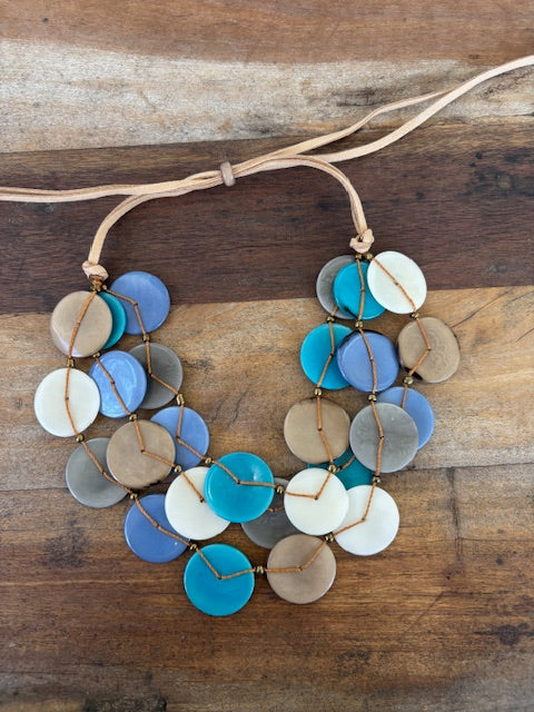 Tagua Button Necklace (Earth Tones, Blues, Purples, or Multicolored)